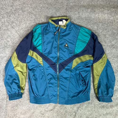 Le Coq Sportif Mens Jacket Medium Blue Gold Full Zip Windbreaker 80s 90s Track