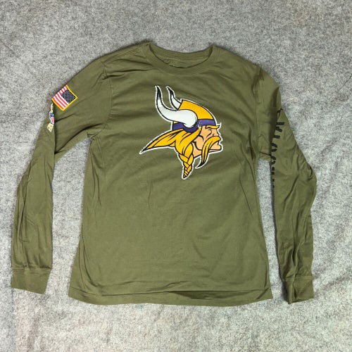 Minnesota Vikings Mens Shirt Medium Green Nike Salute To Service Long Sleeve NFL