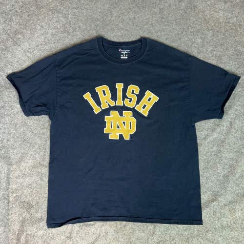 Notre Dame Fighting Irish Mens Shirt Extra Large Navy Gold Short Sleeve Tee NCAA