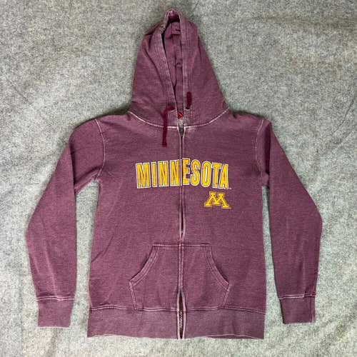 Minnesota Gophers Womens Hoodie Medium Maroon Gold Zip Sweatshirt Jacket NCAA