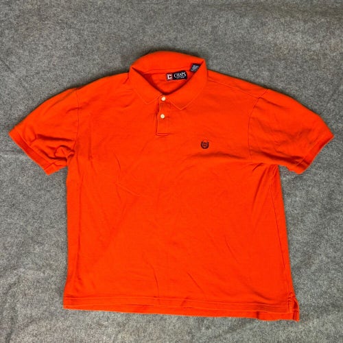 Chaps Men Shirt 2XL XXL Orange Polo Short Sleeve Button Cotton Logo Ralph Lauren