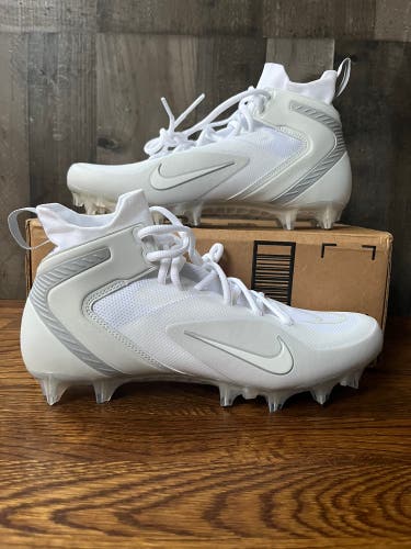 Nike Alpha Huarache 8 Elite Lax Cleats White Top Mens Size 10 New CW4440-110