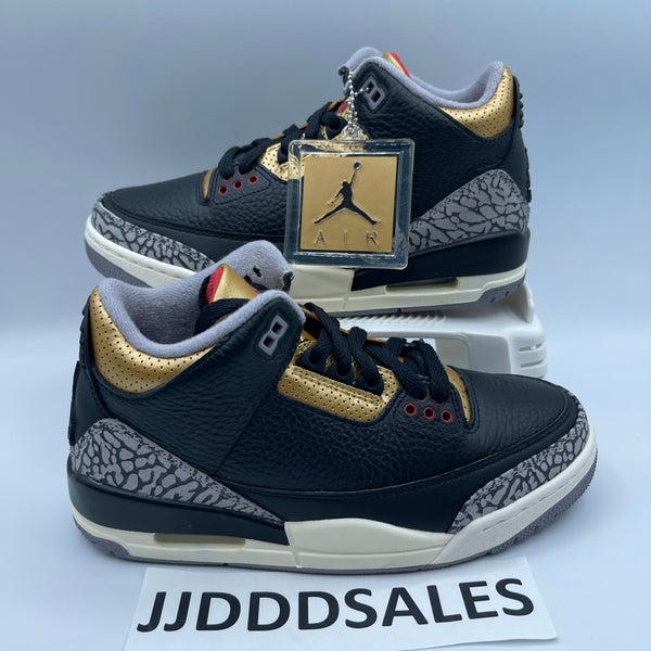 Nike Air Jordan 3 Retro Women's Black Cement Gold CK9246-067 Size