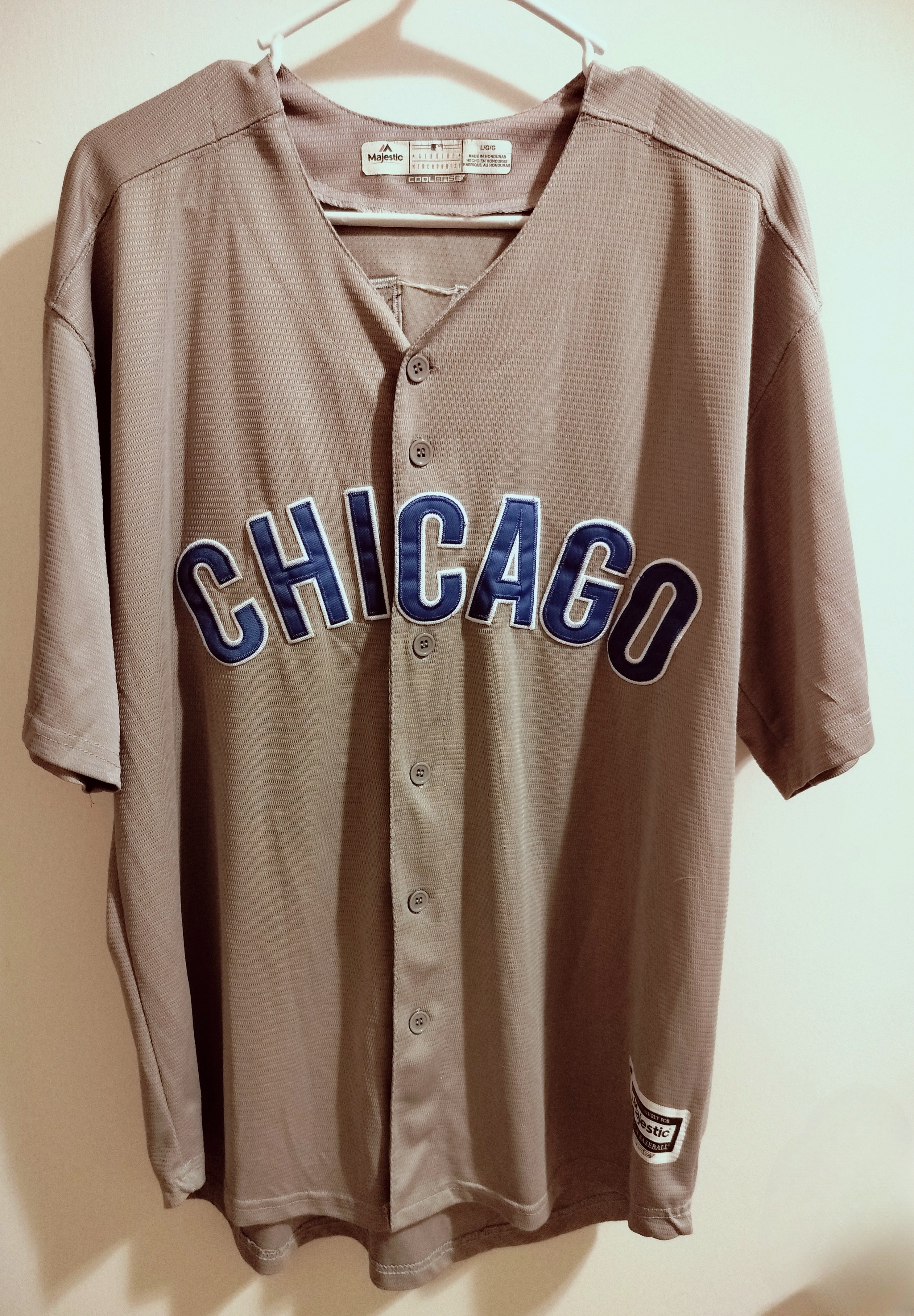 Cubs Majestic Road Cool Base Custom Jersey Gray