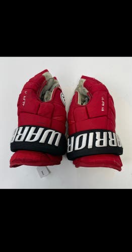 Used Black and Red Warrior Alpha DX Gloves | Size 14" | New Jersey Devils |