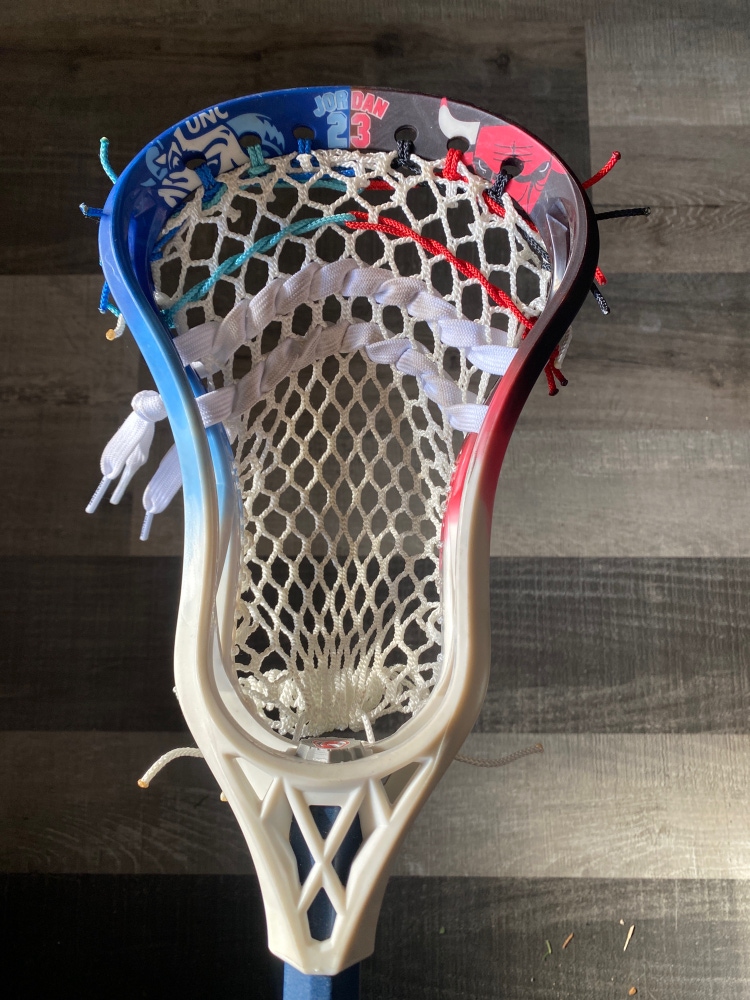 Signature Lacrosse Pro Contract lacrosse head. Michael Jordan custom Dye UNC/Bulls split color way