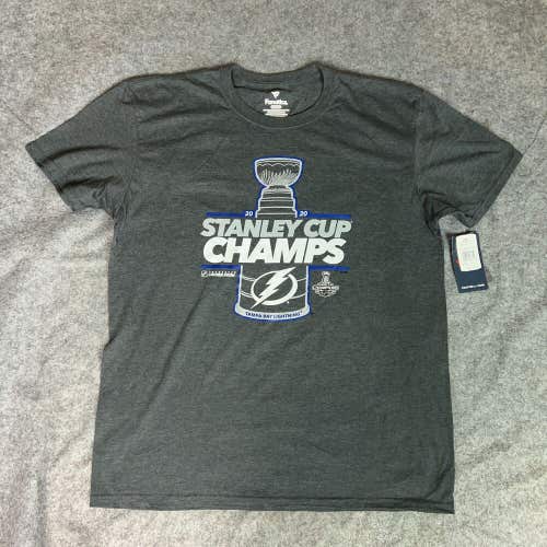 Tampa Bay Lightning Mens Shirt Extra Large Gray Short Sleeve 2020 Stanley Cup