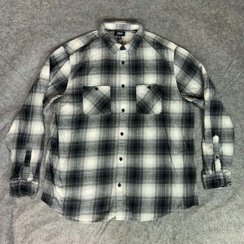 Urban Pipeline Mens Shirt 2XL XXL Black White Flannel Button Up Outdoor Casual