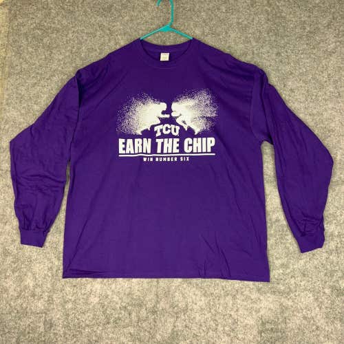 TCU Horned Frogs Mens T Shirt 2XL XXL Purple White NCAA Football Champions Top