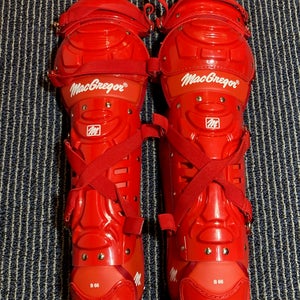 NEW MacGregor B66 Double Knee Baseball Softball Catchers Leg Guards Scarlet Red