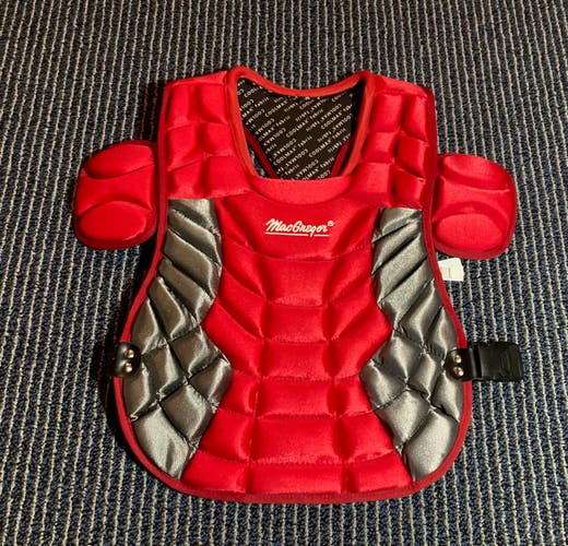 New MacGregor Catchers Chest Protector Scarlet Red Grey 13” Youth