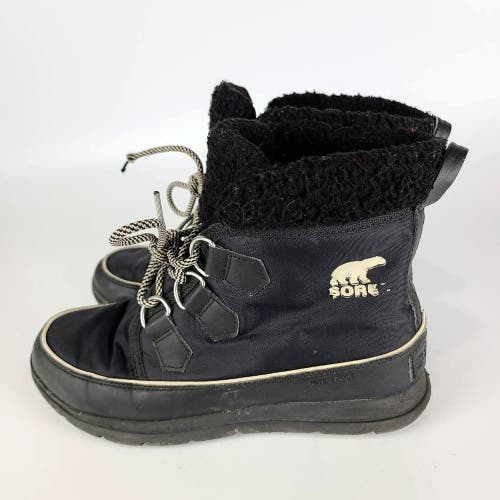 Sorel Womens Size: 8 Explorer Carnival Winter Boots Black Lace Up Waterproof