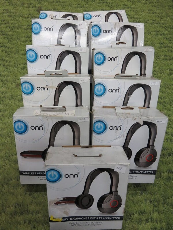 LOT OF 11 * ONN Over The Ear Wireless Headphones with Transmitter
