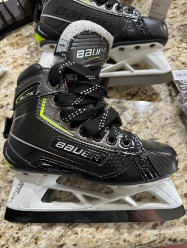 Bauer Elite Goalie Skate Size 1 with custom steel and 2 additional sets of steel