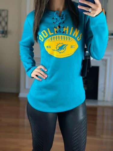 NFL Miami Dolphins Lace Up Soft Sweater Lot of 2 1S 1M