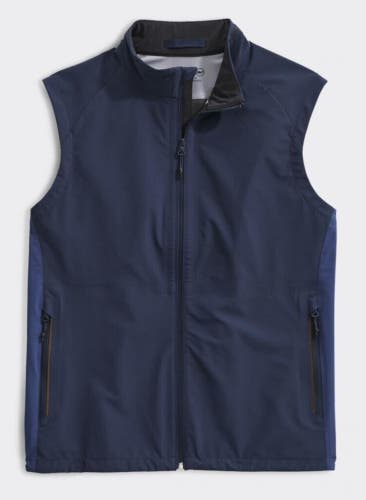 Vineyard Vines Mens Jim Nantz 17 Mile Size Medium Blue Blazer Zippered Vest NWT