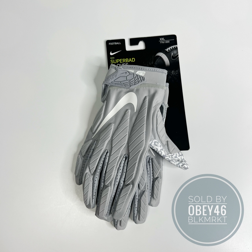 Nike Superbad 5.0 Football Gloves Wolf Grey White Magnigrip  2XL