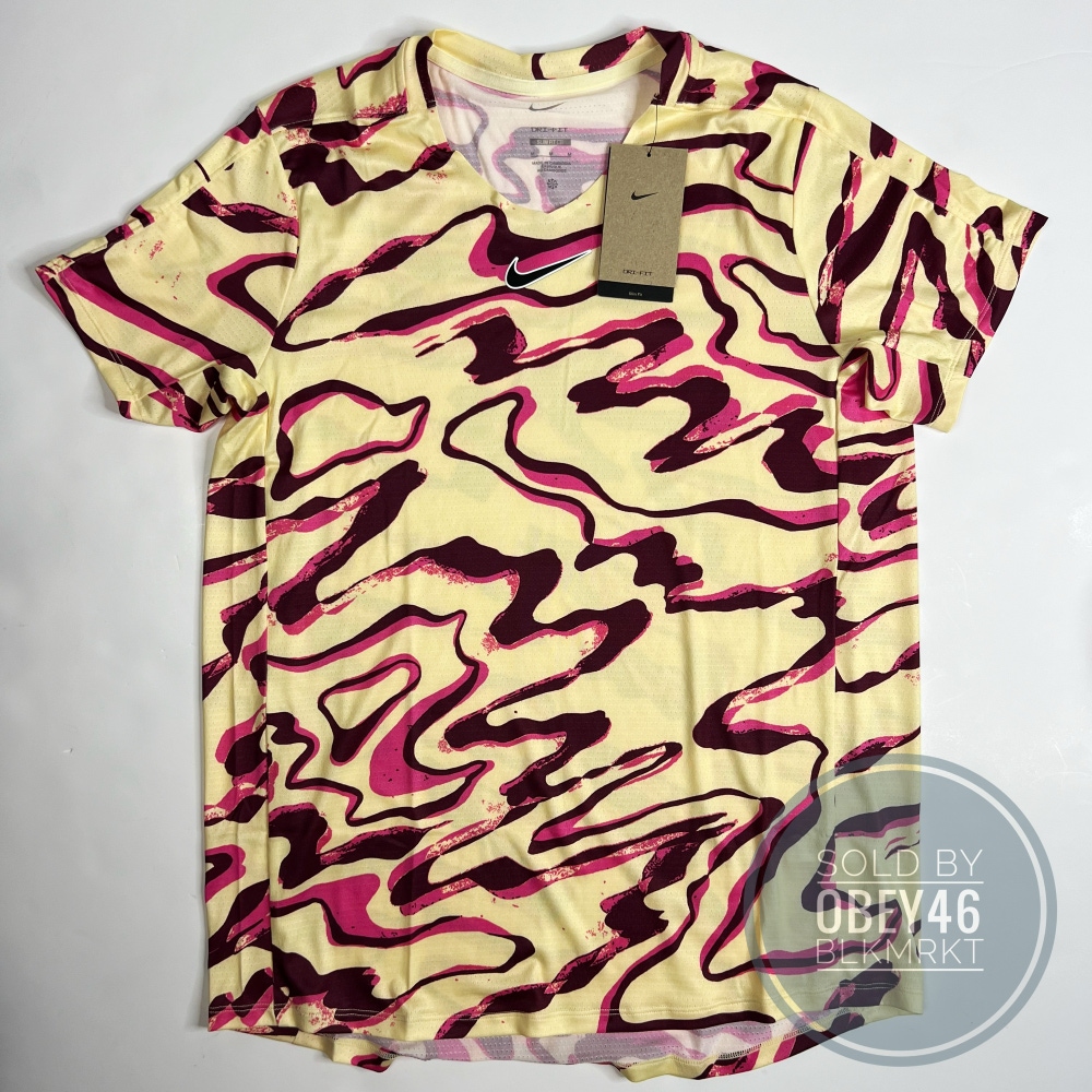 Nike Court Dri-FIT Advantage Printed Tennis Slim Shirt Alabaster M