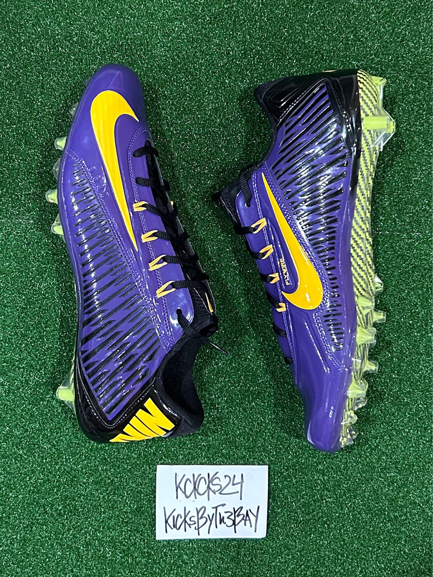 nike purple and gold football cleats