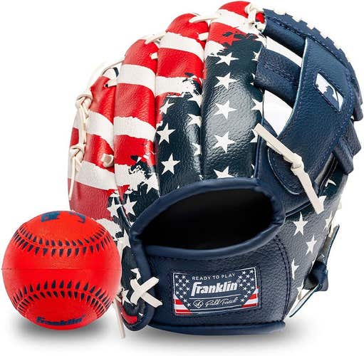 Franklin Sports RTP 9.5" TeeBall Glove with Ball: Right Handed Thrower - USA
