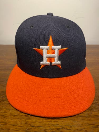 7 3/8 Houston Astros Used New Era 5950 Fitted Hat