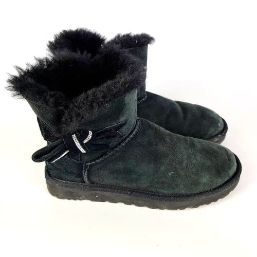 UGG  Jackee Women's Size: 6 Winter Boots Black Suede Shearling Lined Tie Detail