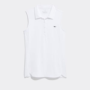 Vineyard Vines Womens Sleeveless Solid Jersey Collared Polo Shirt New