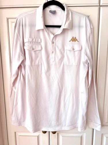 Kappa Golf Vintage Ivory White Two Pockets Polo Shirt Long sleeve. XXL