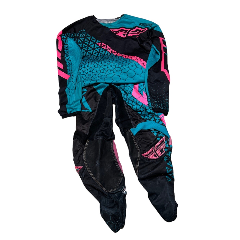 FLY Racing Kinetic Trifecta Used Motocross Racing Gear Set Pants 30 Jersey Large