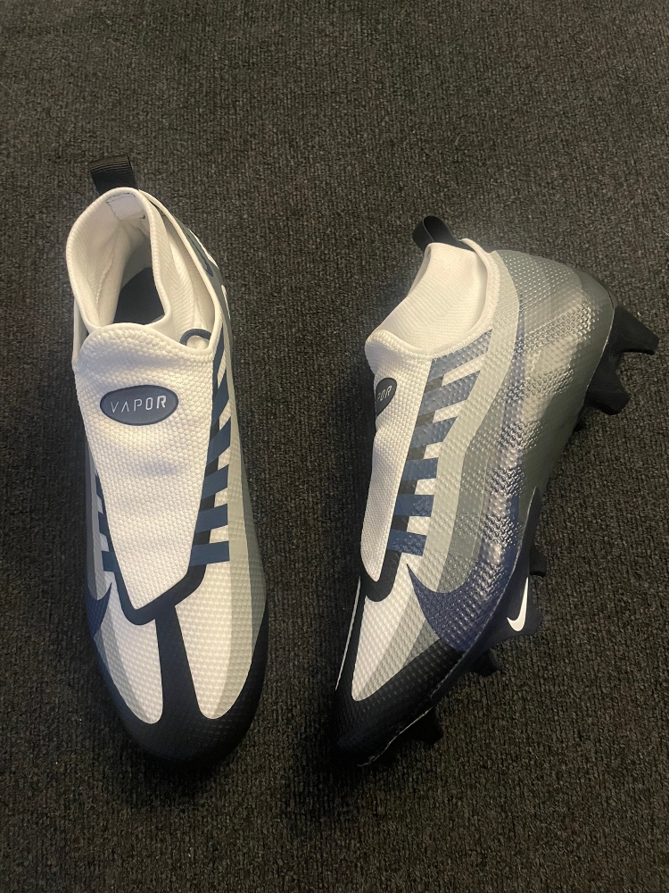 Nike Vapor Edge Pro 360 White/Navy Blue Football Cleats Size 10