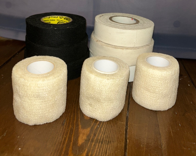 Hockey Tape Bundle - Black, White, White Stretch Grip Tape - 9 Rolls