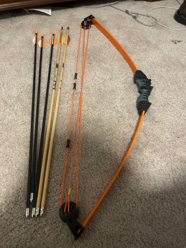 Bear Archery Spark Youth Compound Bow with five arrows