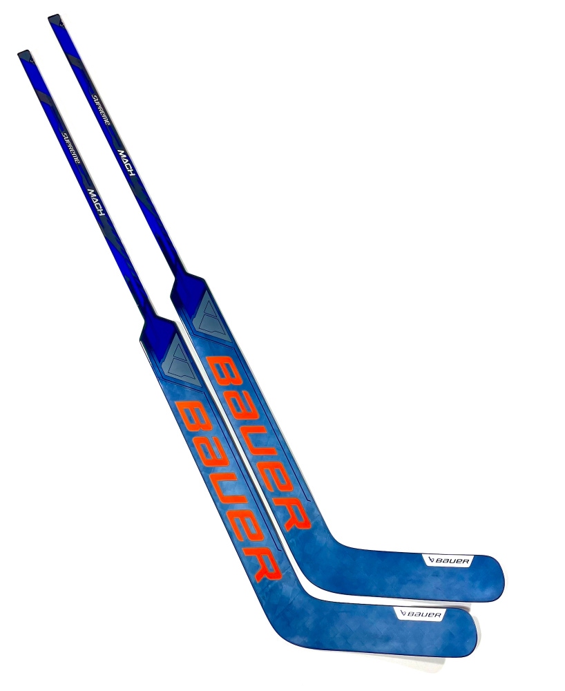 New 2 Pack Bauer Supreme Mach Goalie Stick (blue/orange) - Regular, 27" Paddle, P31