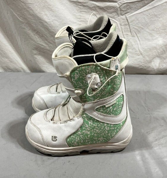 Burton Speed Zone Grom Kids Snowboard Boots White Green US 4 EU 35