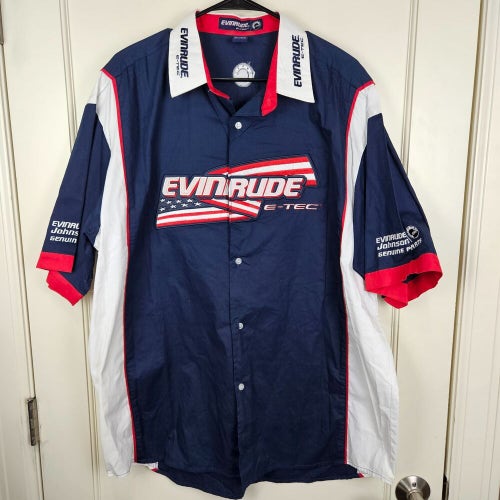 EVINRUDE E-TEC Shirt Mens 2XL Logo Short Sleeve Embroidered Official Vintage NEW