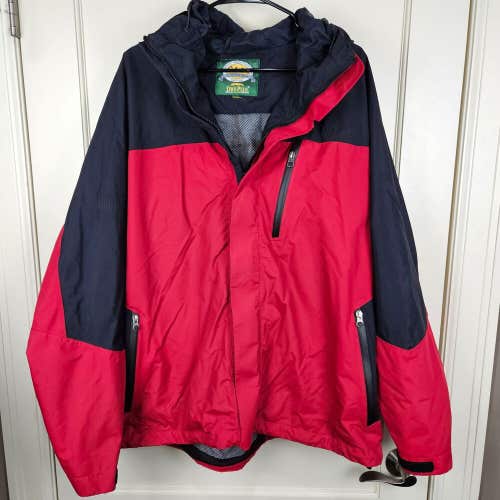 Cabelas Men's Dry Plus Full Zip Hooded Rain Coat Jacket Size XL Waterproof Hike