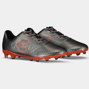 CHARLY ASSAULT FIRM GROUND GREY/ORANGE SOCCER CLEATS SIZE 10