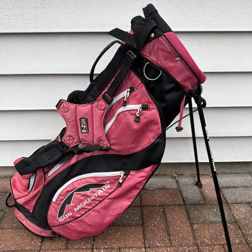 Sun Mountain 3.5 Dual Strap 6-Way Divider Stand Golf Bag Rain Cover Pink Black