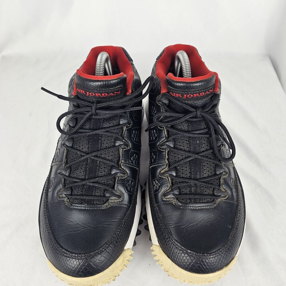 Size 8 - Jordan 9 Retro Golf Bred Black White Red Spiked Golf Shoes Mens Nike Air Jordan 9 G Spiked Golf Shoes | Black / Red (Web  main image 2
