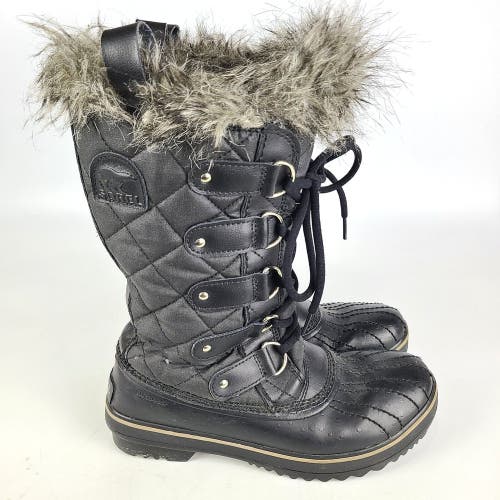 Sorel Tofino LL1846-011 Black Fur Trim Waterproof Winter Boots Women’s Sz 6.5