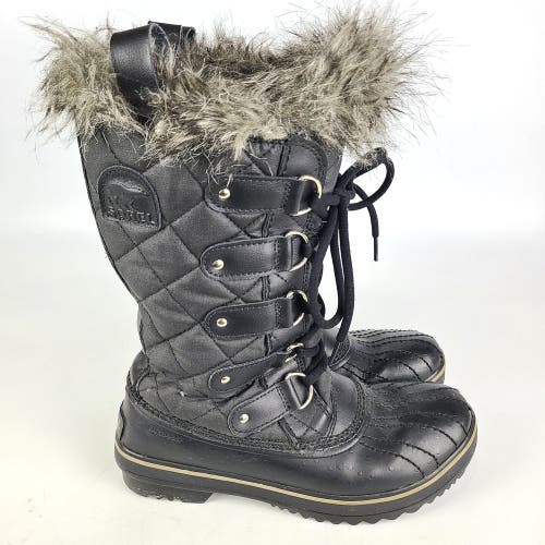 Sorel Tofino LL1846-011 Black Fur Trim Waterproof Winter Boots Womens Sz 6.5