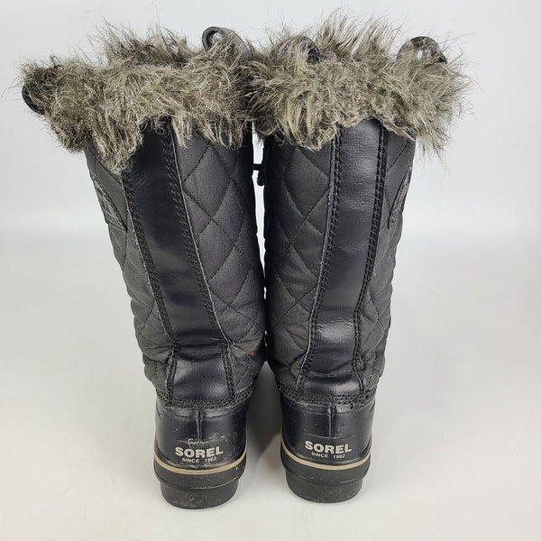 Sorel Tofino LL1846-011 Black Fur Trim Waterproof Winter Boots Womens Sz 6.5
