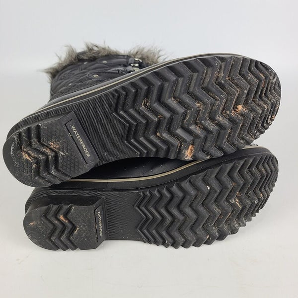 Sorel Tofino LL1846-011 Black Fur Trim Waterproof Winter Boots Womens Sz 6.5