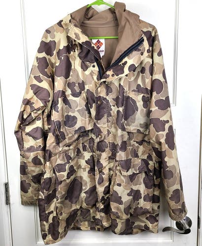 Vtg Columbia Duck Camo Hunting Jacket Coat Parka Uninsulated Men's Size: L