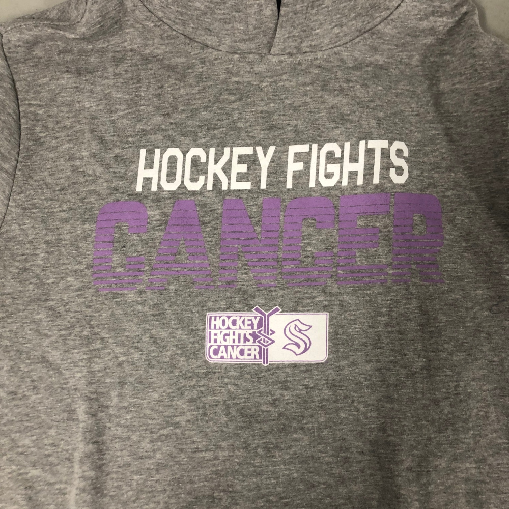 Hockey Fights Cancer mens medium grey hoodie