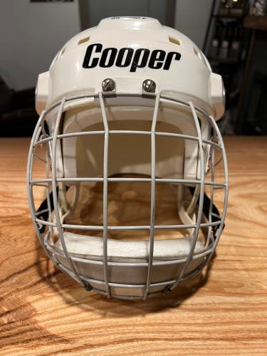 Large Cooper White SK2000 Helmet w/ Cage