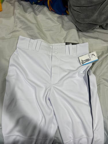 New White With Navy Stripe Medium Champro Baseball Pants