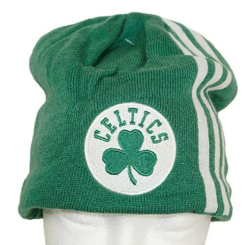 Boston Celtics Adult Stripe Beanie Cap - NBA Basketball Fan Apparel Toque 2012