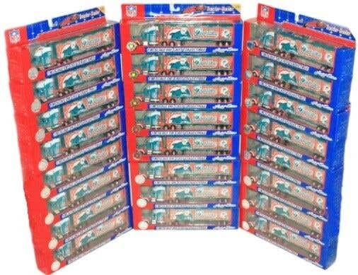 24 Pc Lot - Limited Edition Miami Dolphins NFL Football 1:80 Diecast Toy Truck 2005