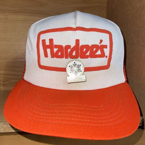 Vintage Hardee's Orange Mesh Snapback Hat Cap